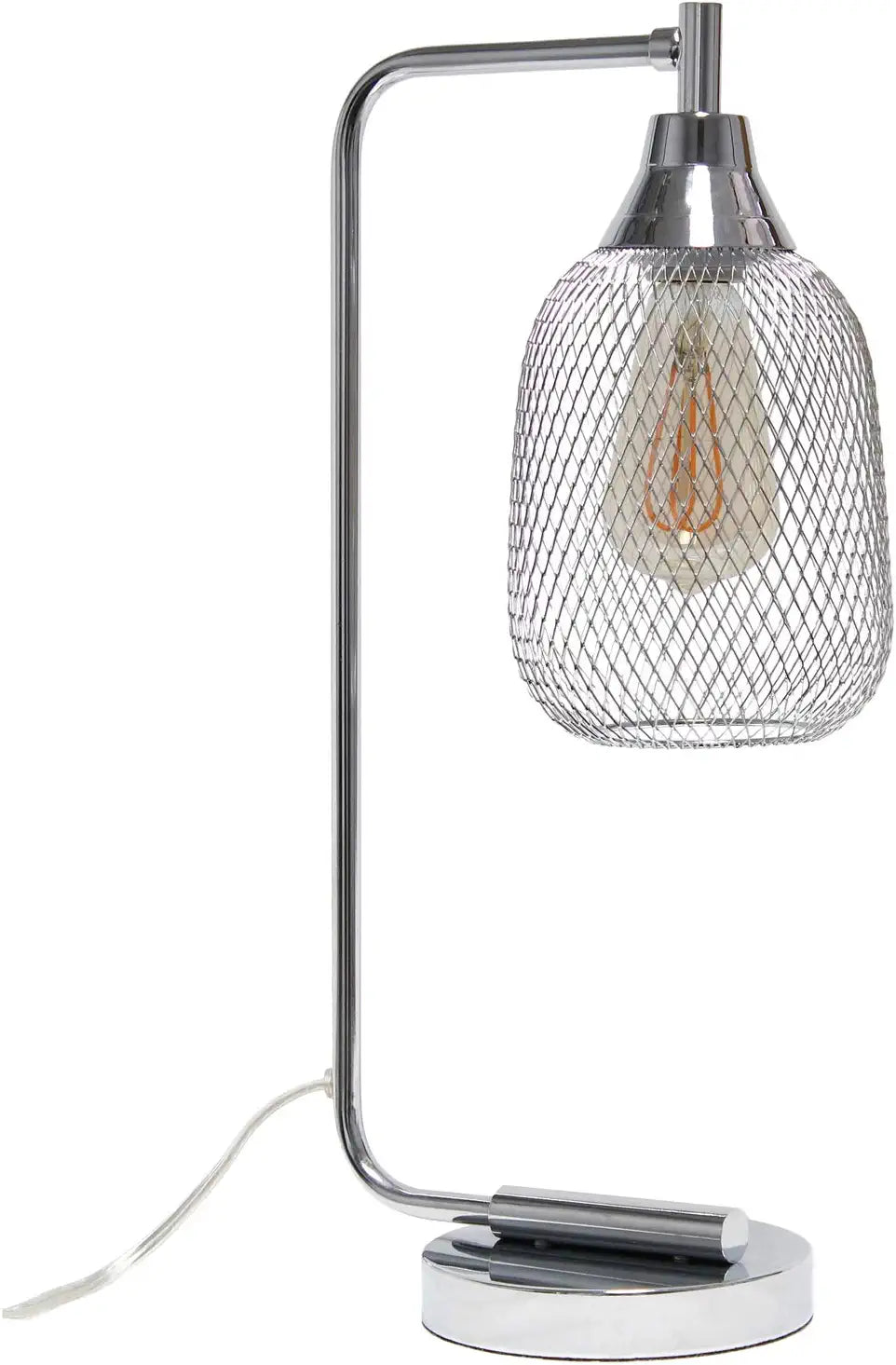 Lalia Home Industrial Office Desk Lamp with Wired Mesh Shade and Polished Chrome Finish