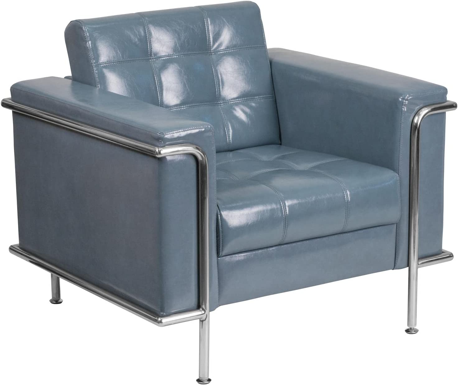 Flash Furniture HERCULES Lesley Series Contemporary Gray LeatherSoft Chair with Encasing Frame