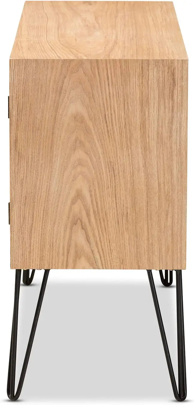 Baxton Studio Denali Modern and Contemporary Two-Tone Walnut Brown and Black Finished Wood and Metal Storage Cabinet