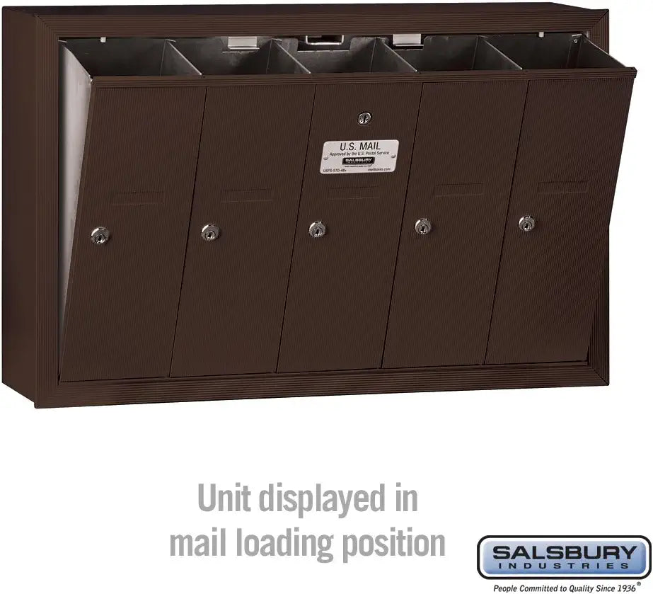 Salsbury Industries 3505ZSP Surface Mounted Vertical Mailbox with Master Commercial Lock, Private Access and 5 Doors, Bronze