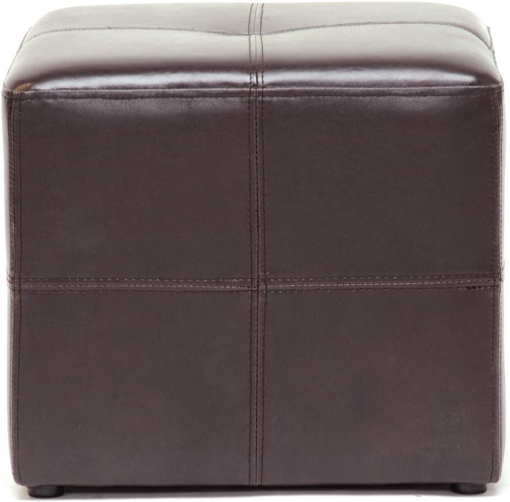 Baxton Studio Nox Brown Leather Ottoman , Dark Brown , SMALL -