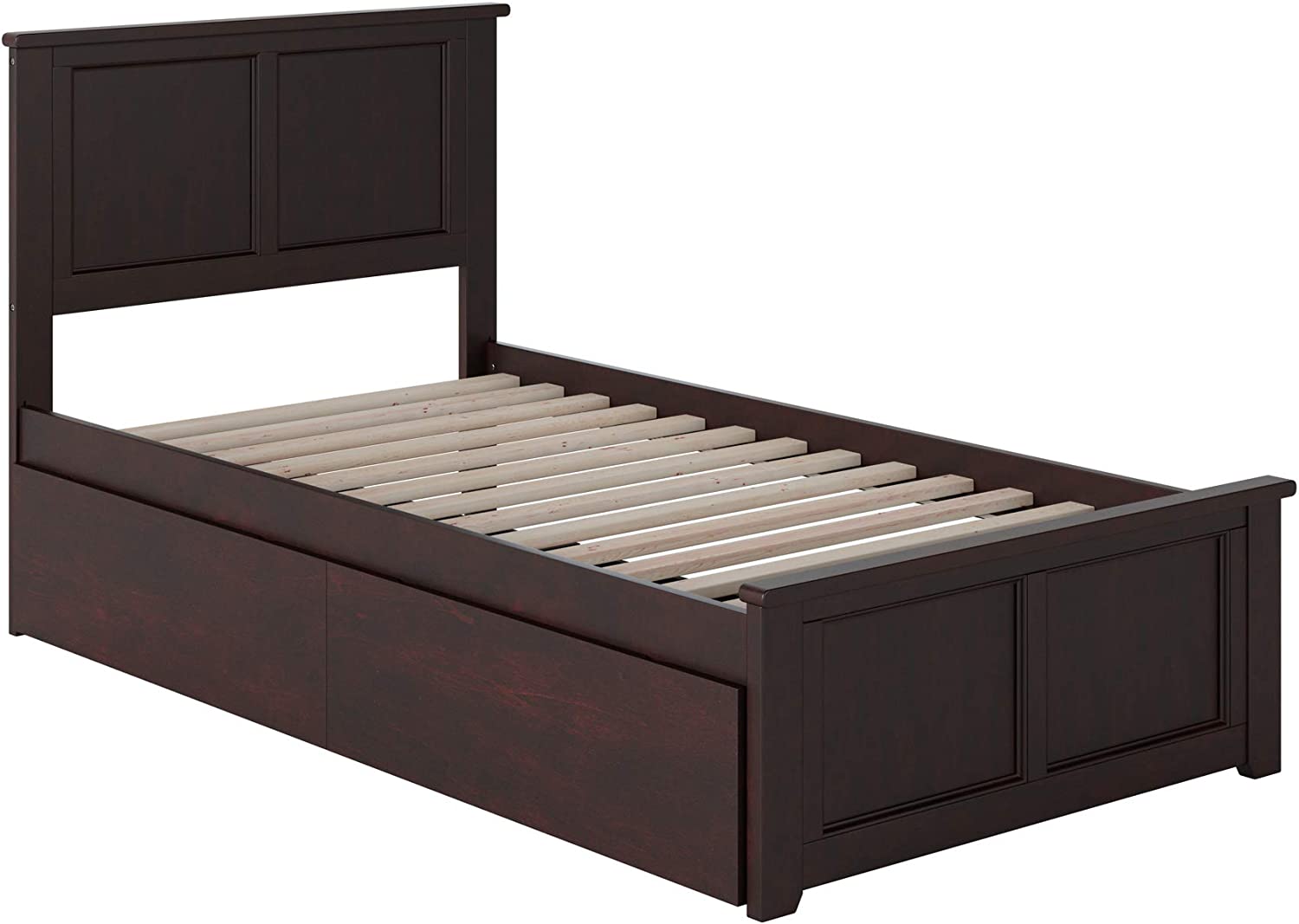 Atlantic Furniture AR8626111 Madison Platform Bed with Matching Foot Board and 2 Urban Bed Drawers, Twin, Espresso