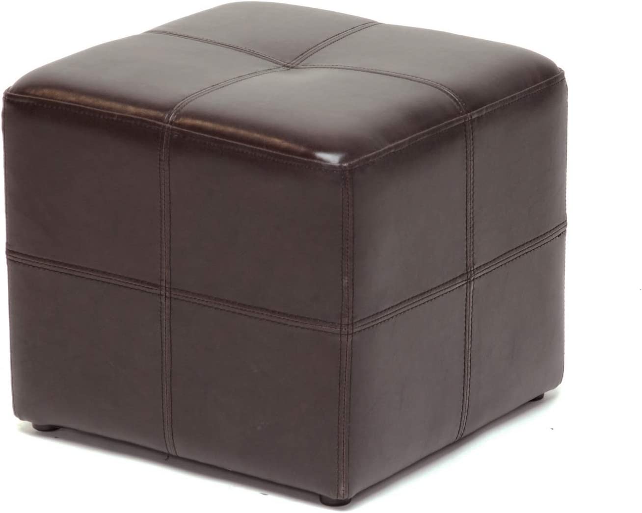 Baxton Studio Nox Brown Leather Ottoman , Dark Brown , SMALL -