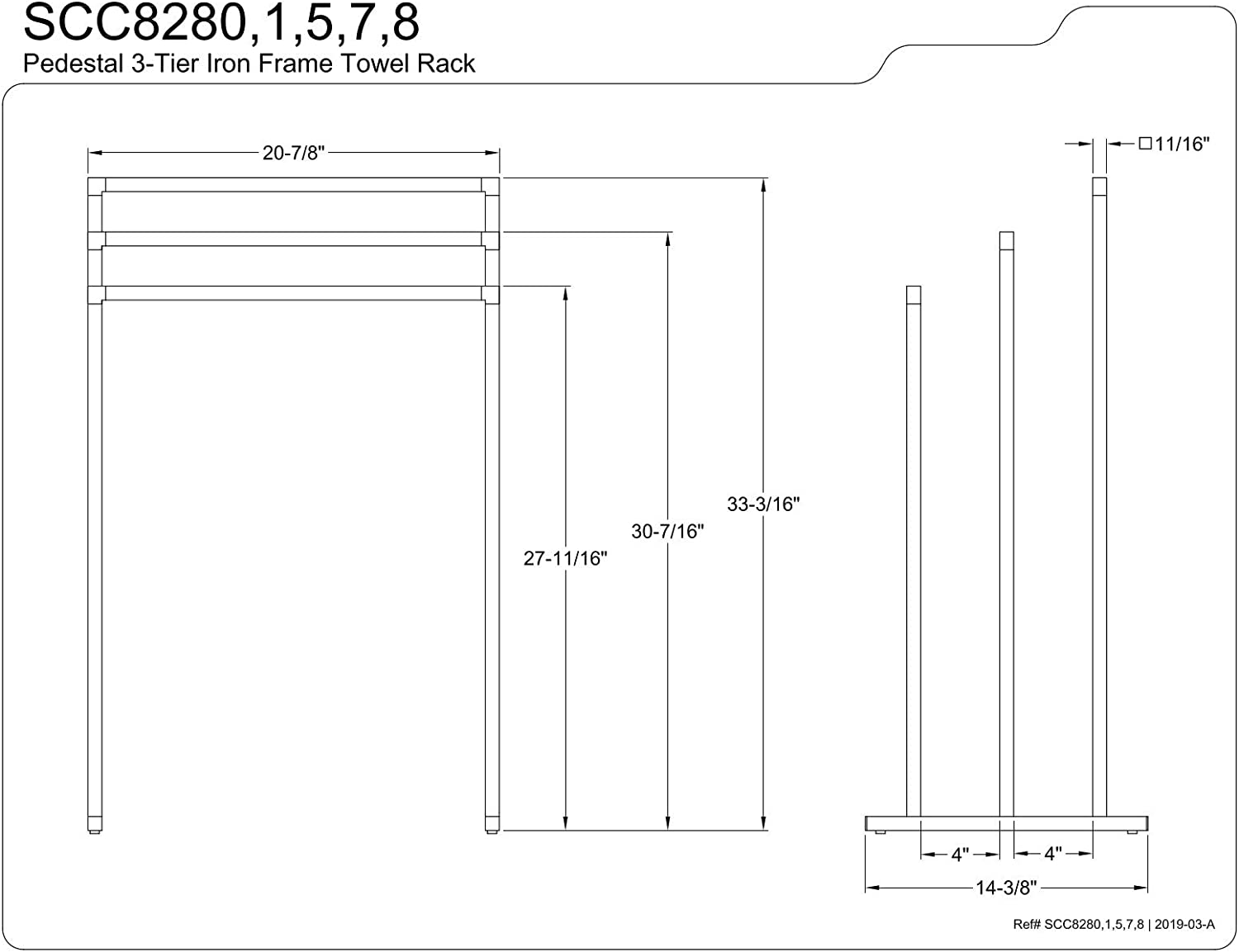 Kingston Brass SCC8280 Edenscape Freestanding Towel Rack, Matte Black