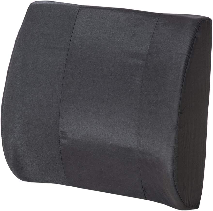Essential Medical Supply Molded Lumbar Cushion with Elastic Positioning Strap in Black