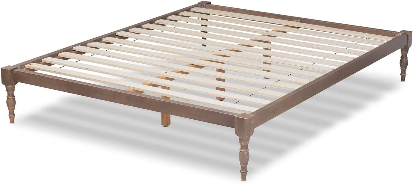 Baxton Studio Iseline Modern and Contemporary Antique Oak Finished Wood Queen Size Platform Bed Frame