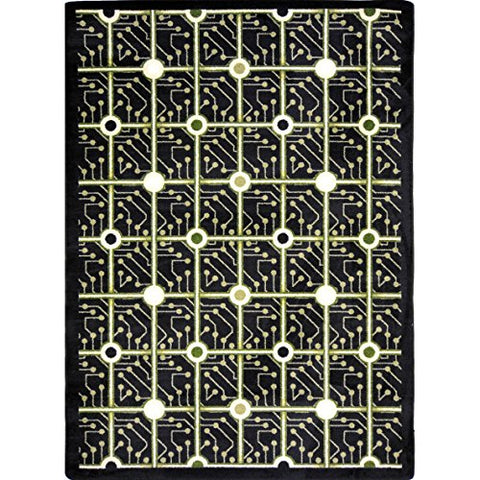 Joy Carpets Kaleidoscope Electrode Whimsical Area Rugs, 92-Inch by 129-Inch by 0.36-Inch, Black