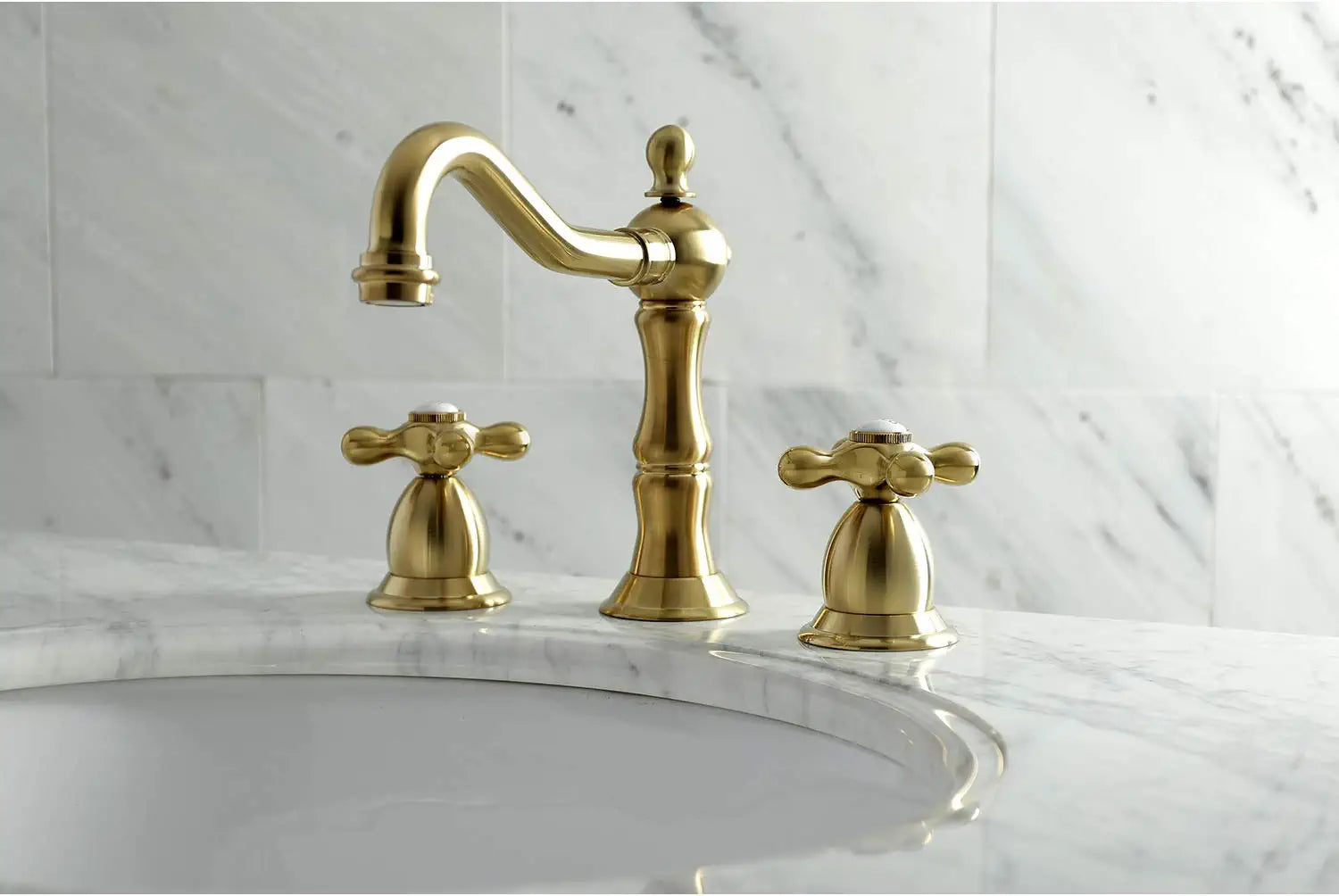 Kingston Brass KS1977AX 8 in. Widespread Bathroom Faucet, Brushed Brass