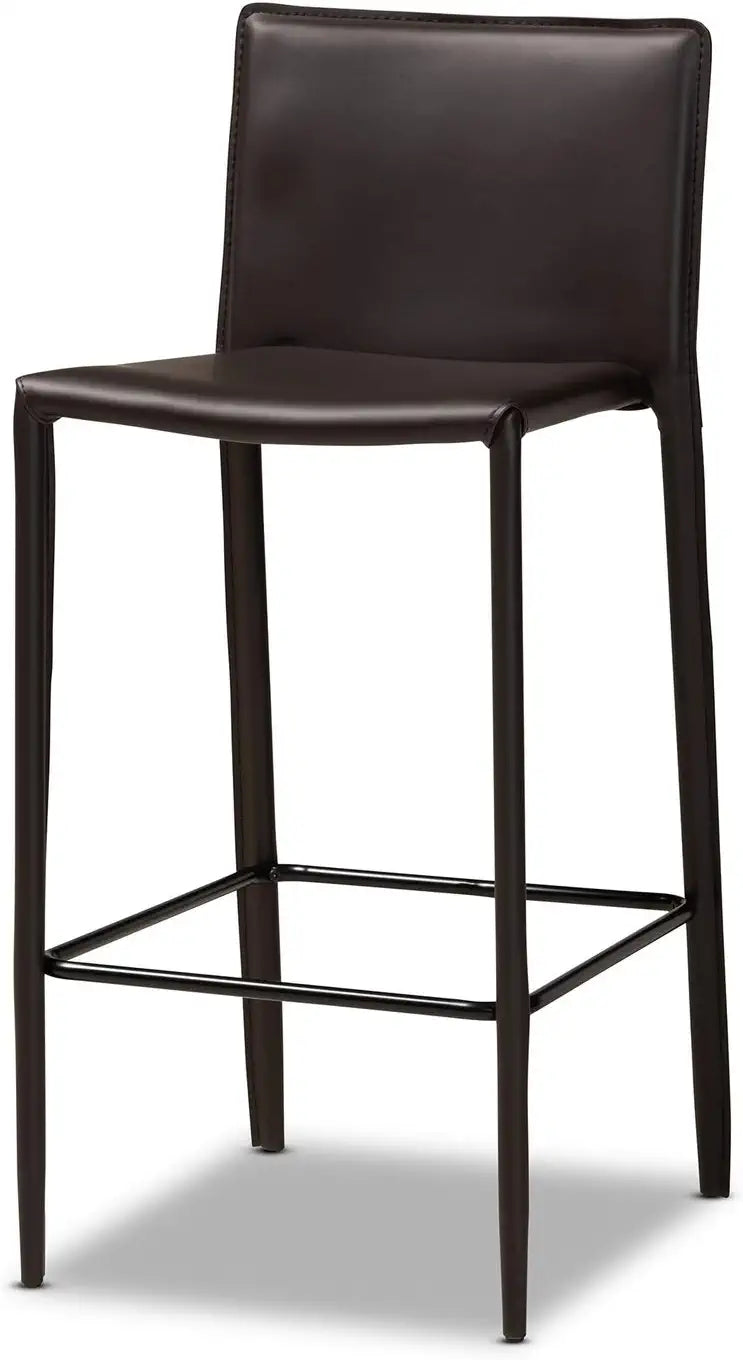 Baxton Studio Malcom Modern and Contemporary Black Faux Leather Upholstered 4-Piece Bar Stool Set