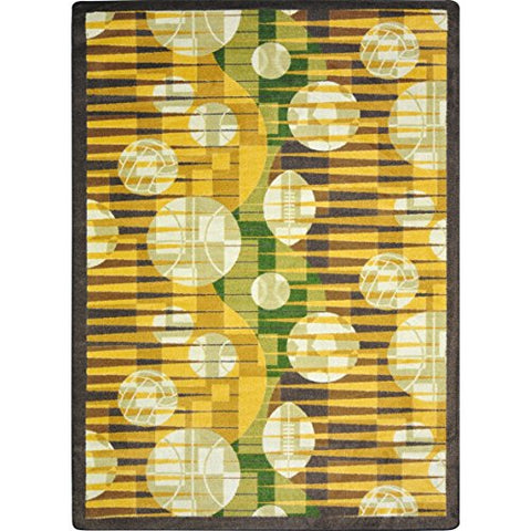 Joy Carpets Sports Fan Keeping Score Sports Area Rugs, 64-Inch by 92-Inch by 0.36-Inch, Gold