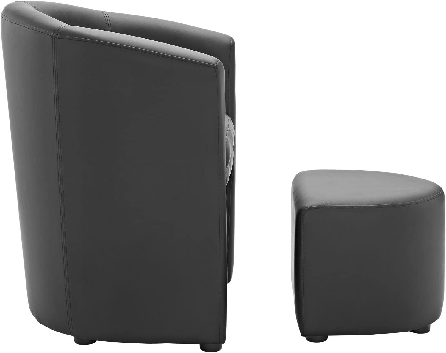 Modway Divulge Faux Leather Armchair and Ottoman Set in Black