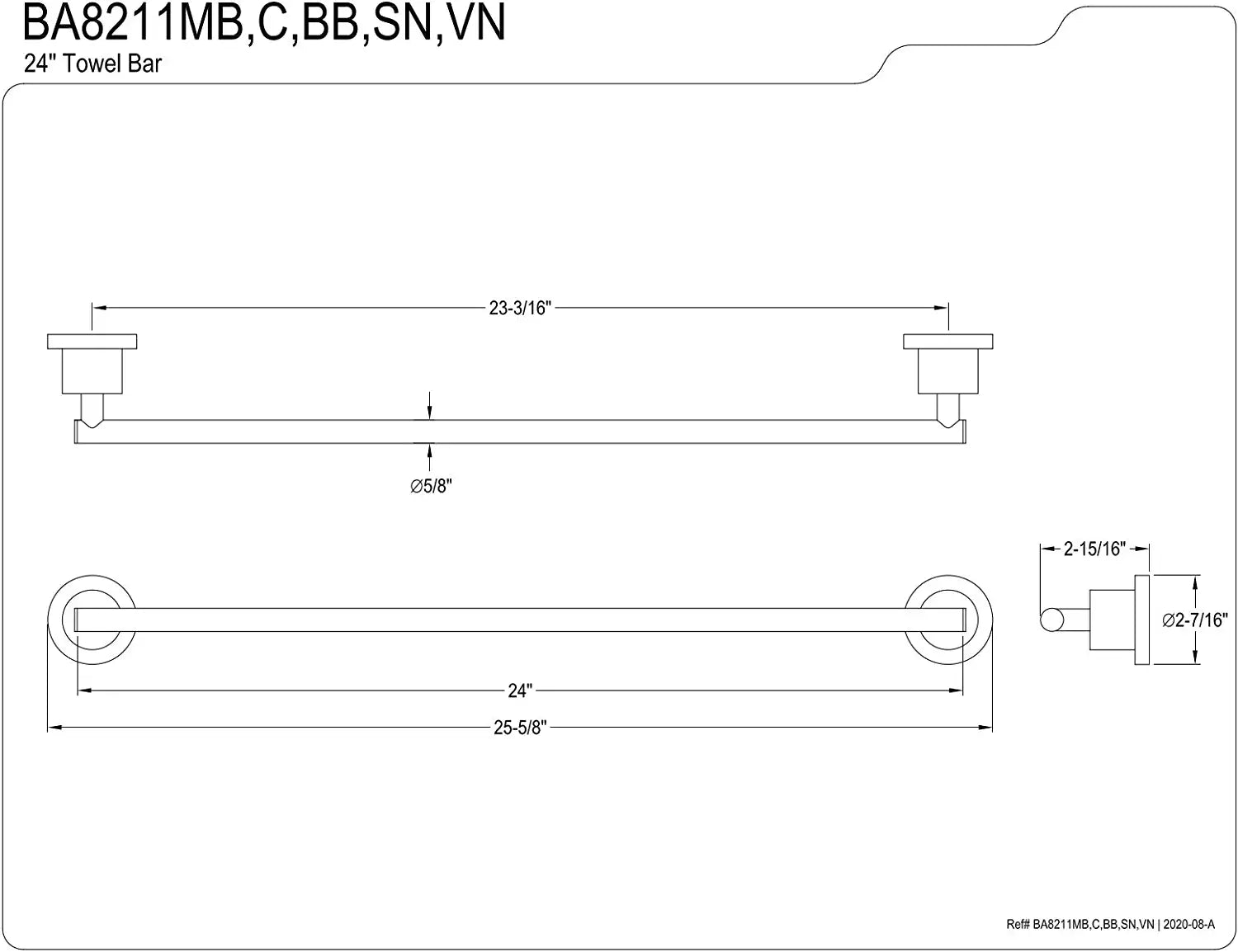 Kingston Brass BAK8211478MB Concord Bathroom Hardware Set, Matte Black