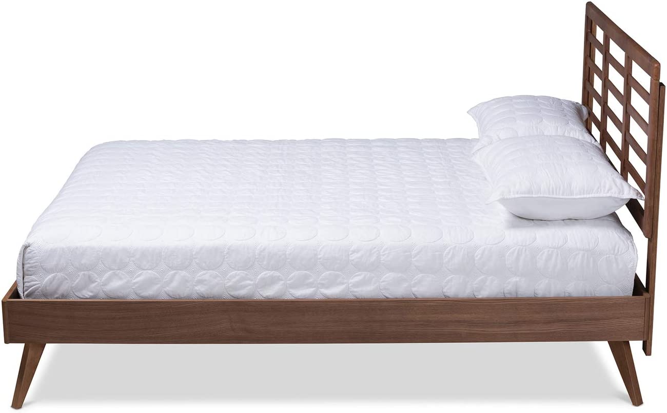 Baxton Studio Calisto Mid-Century Modern Walnut Brown Finished Wood Full Size Platform Bed