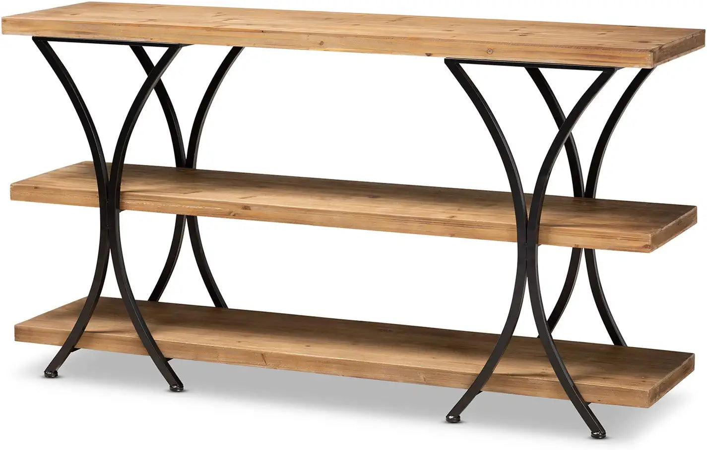 Baxton Studio Terrell Modern Rustic and Industrial Natural Brown Finished Wood and Black Finished Metal Console Table