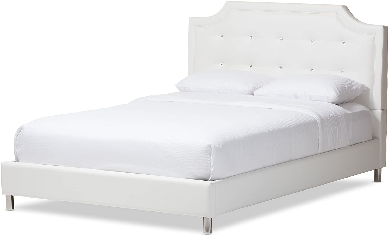 Baxton Studio Carlotta White Modern Bed with Upholstered Headboard - King Size