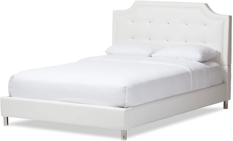 Baxton Studio Carlotta White Modern Bed with Upholstered Headboard - Full Size
