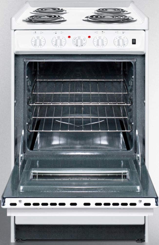 Summit WEM110RW 20&#34;&#34; Freestanding Electric Range with 4 Coil Elements Slide-In Look Stainless Steel Rear Trim in White