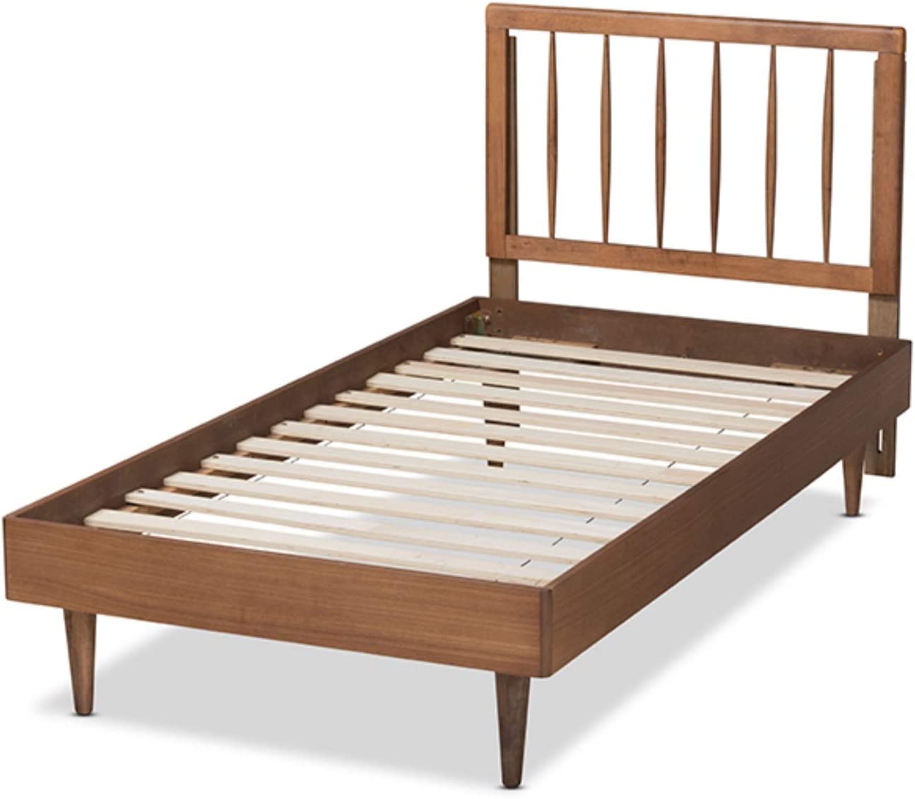 Baxton Studio Sora Mid-Century Modern Ash Walnut Finished Wood Twin Size Platform Bed