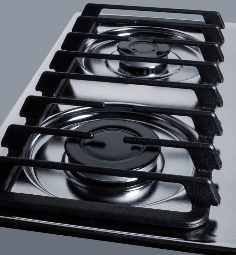 Summit Appliance ZTL033S 24&#34; Wide 4-Burner Gas Cooktop in Brushed Chrome with Cast Iron Grates, Push-to-turn Knobs, Removable Burner Caps, Recessed Top and Electronic/Gas Spark Ignition