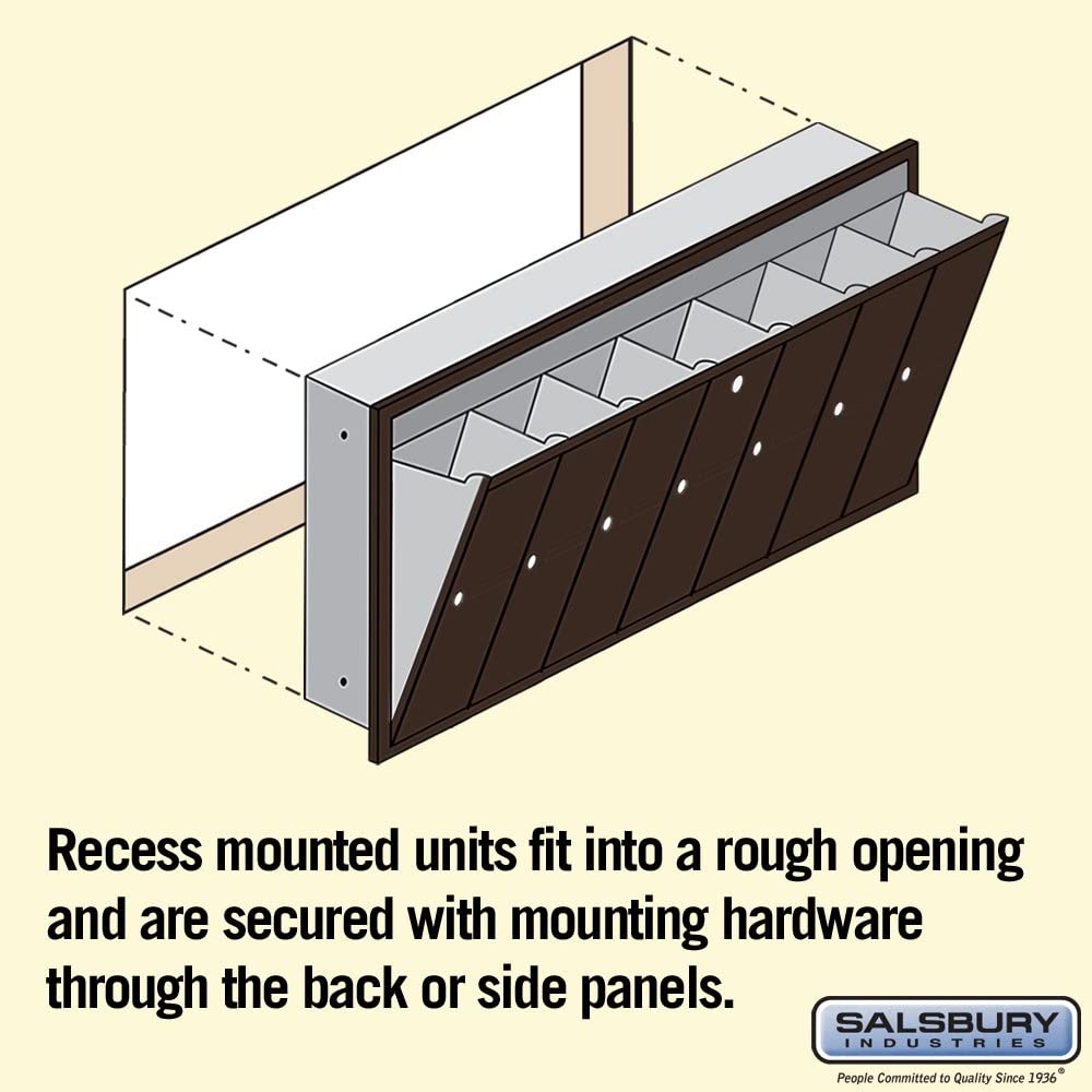 Salsbury Industries 3507ZRU Recessed Mounted Vertical Mailbox for use with USPS Lock, 7 Doors, Bronze
