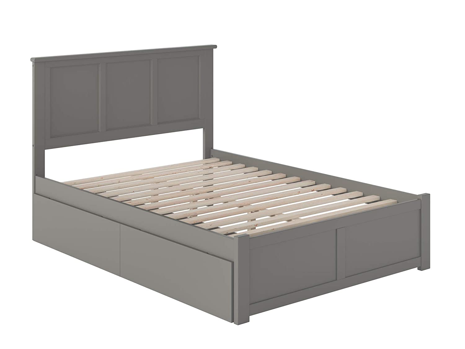 AFI Madison Platform Flat Panel Footboard and Turbo Charger with Urban Bed Drawers, Full, Grey