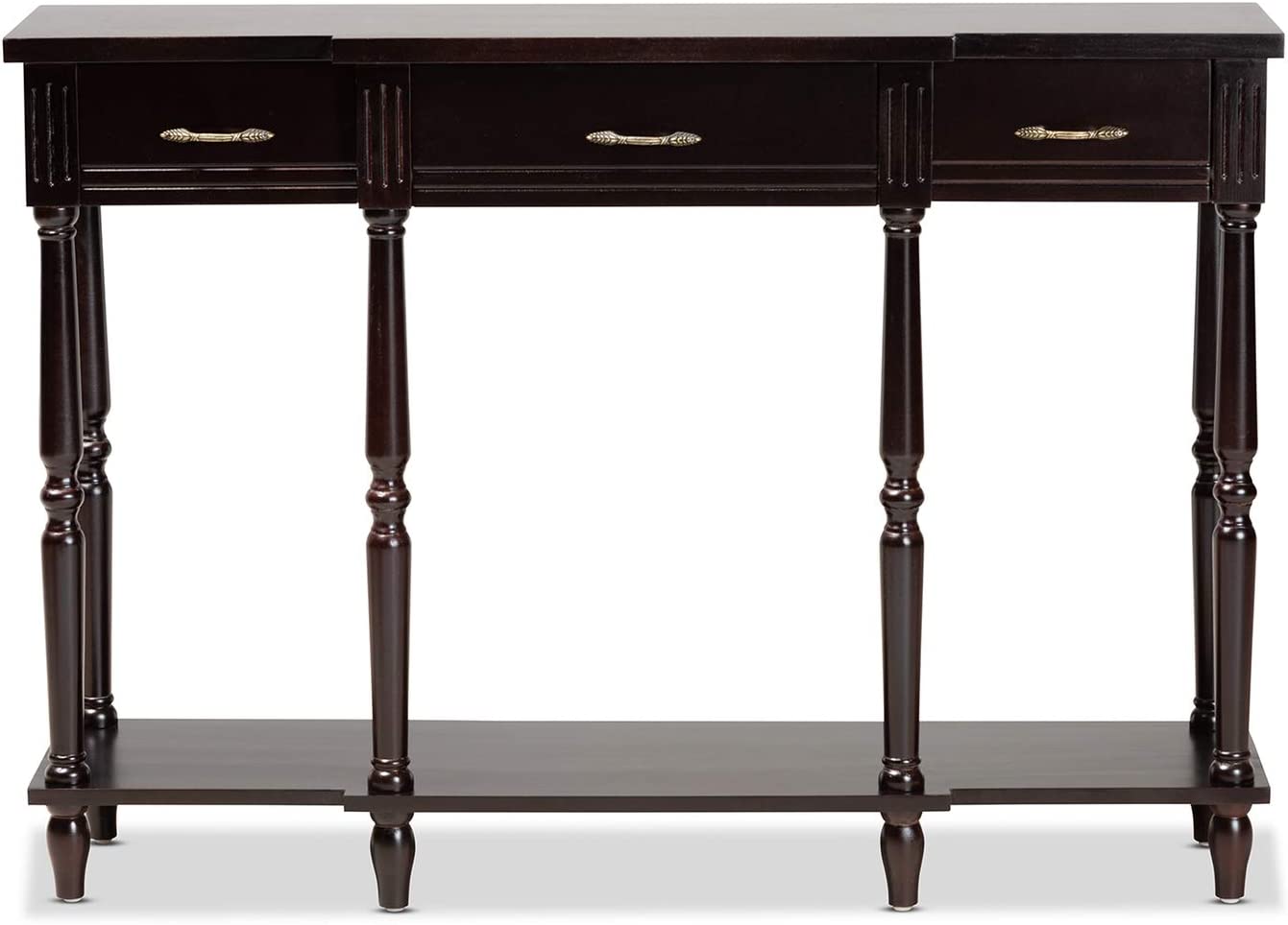 Baxton Studio Hallan Classic and Traditional French Provincial Rustic Whitewashed Oak Brown Finished Wood 3-Drawer Console Table