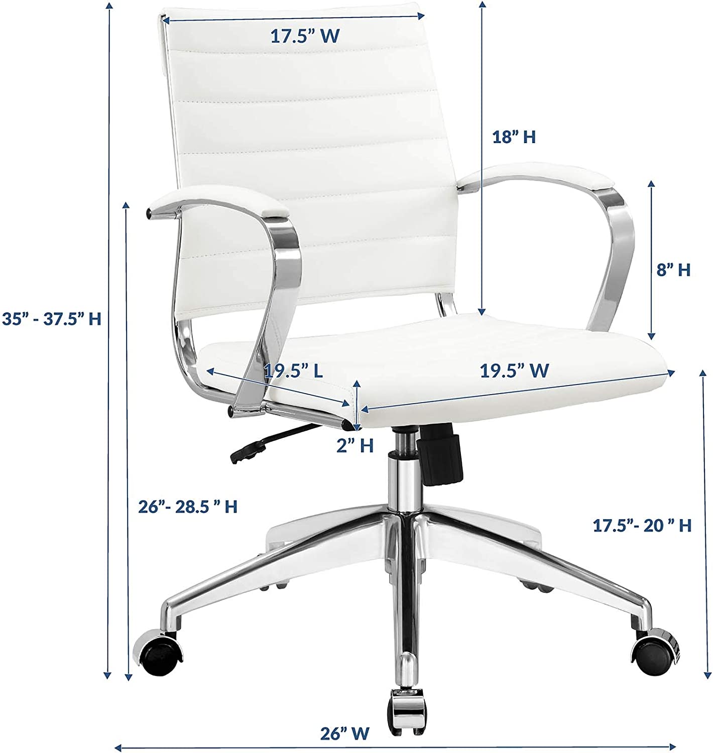 Modway Jive Office Chair, Mid Back, White