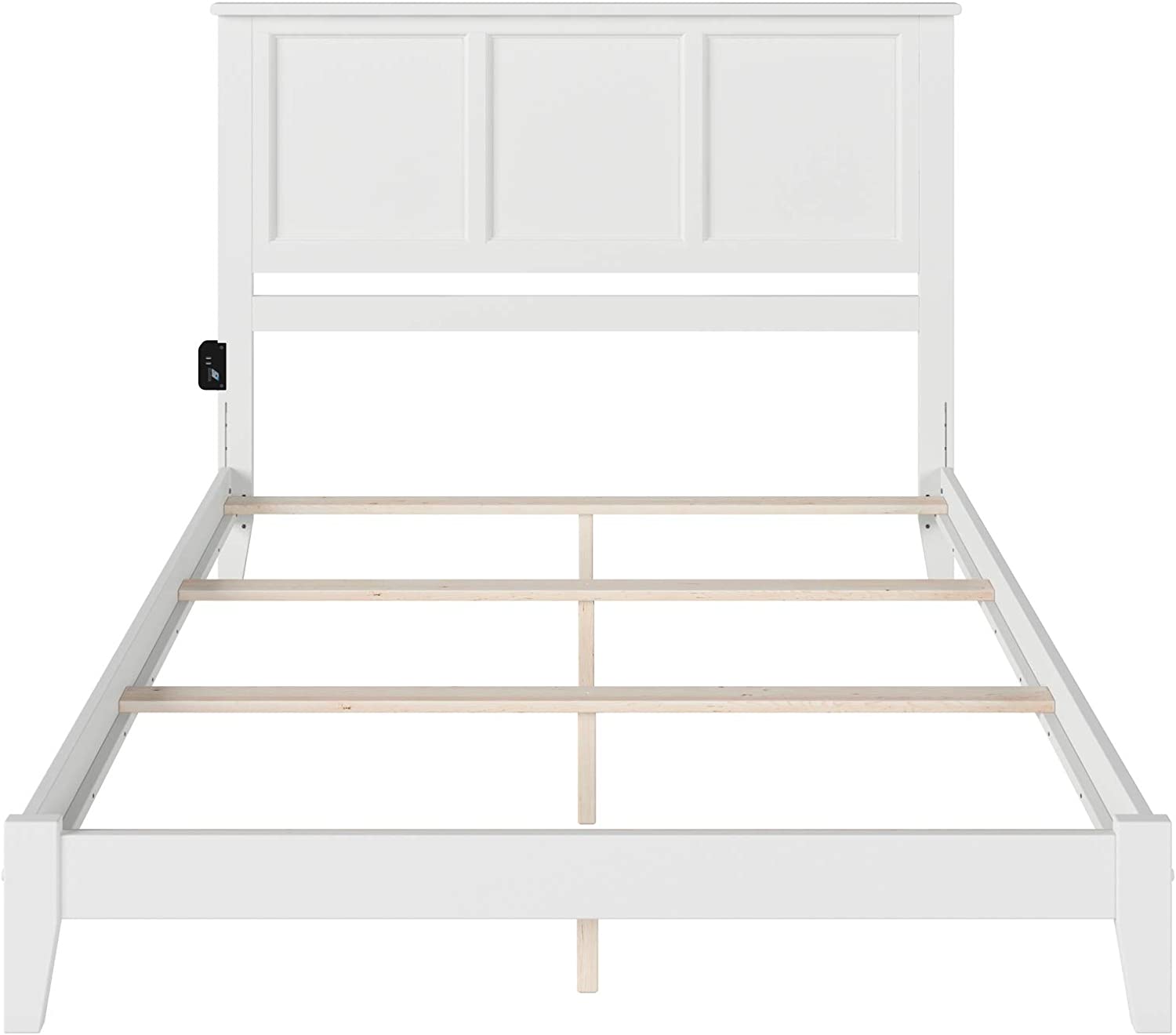 AFI Madison Traditional Bed with Open Footboard and Turbo Charger, Queen, White