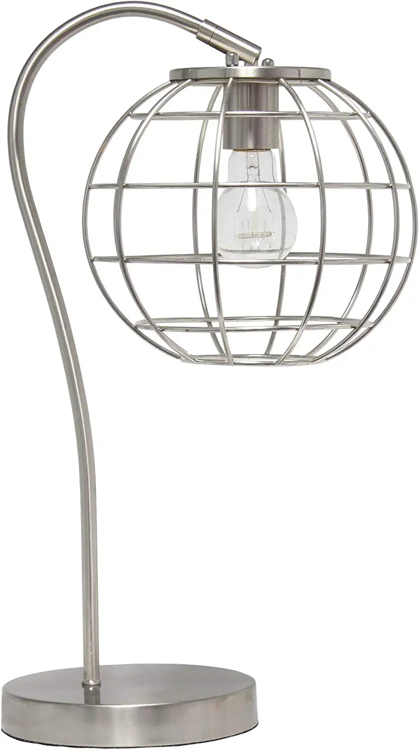 Lalia Home Decorative Arched Metal Cage Table Lamp, Brushed Nickel