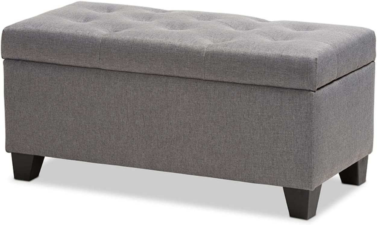 Baxton Studio Michaela Modern and Contemporary Grey Fabric Upholstered Storage Ottoman