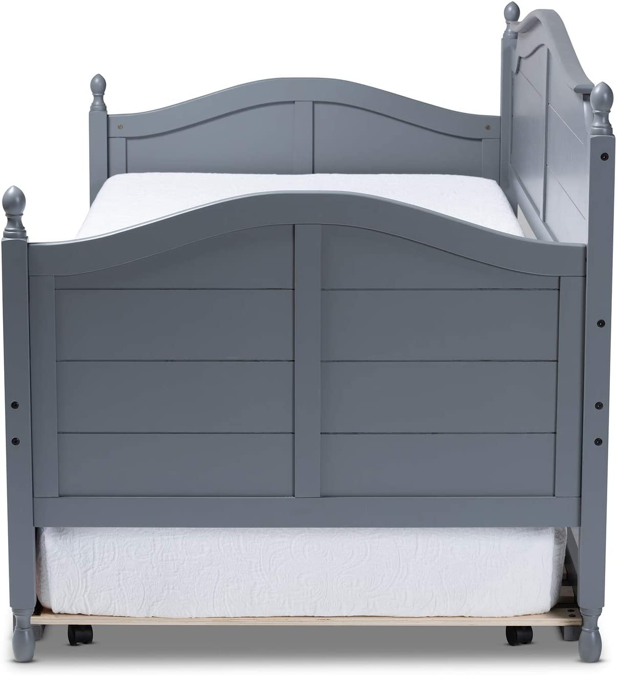 Baxton Studio Mara Cottage Farmhouse Grey Finished Wood Twin Size Daybed with Roll-Out Trundle Bed