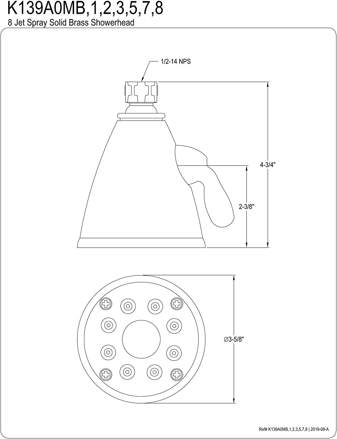 Kingston Brass K139A3 Victorian Shower Head, Antique Brass