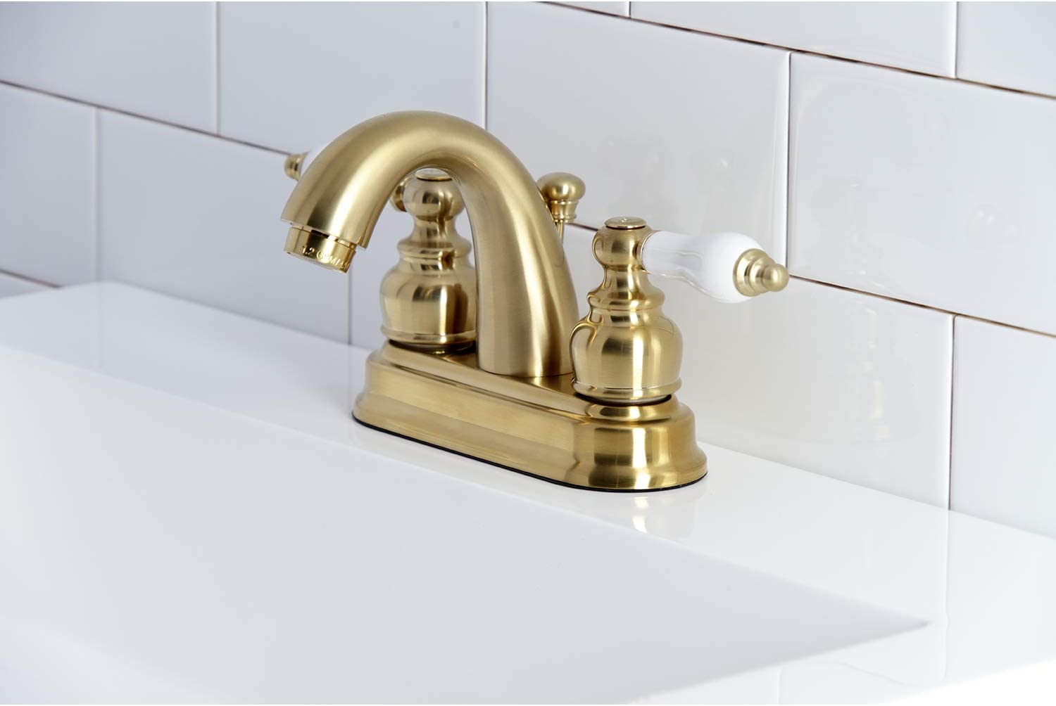 Kingston Brass KB5617PL Restoration 4-Inch Centerset Bathroom Faucet, Brushed Brass