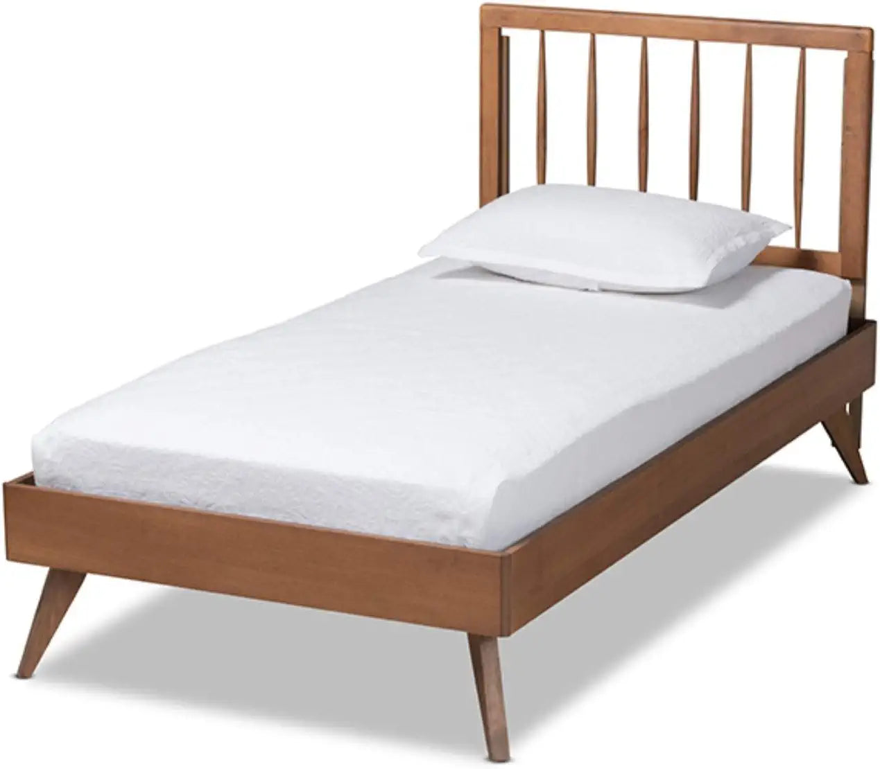 Baxton Studio Toru Mid-Century Modern Ash Walnut Finished Wood Twin Size Platform Bed