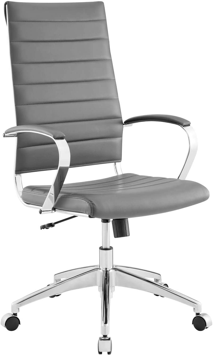 Modway Jive Ribbed High Back Tall Executive Swivel Office Chair With Arms In Red