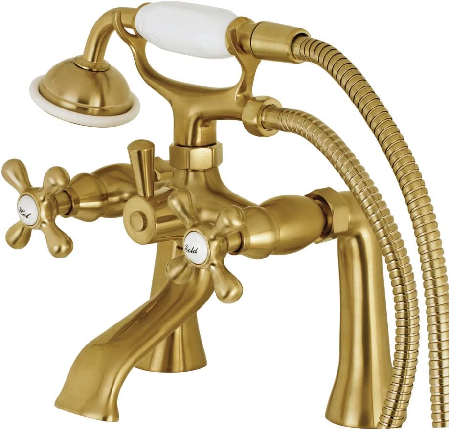 Kingston Brass KS268AB 7-Inch Center Deck Mount Tub Filler, Antique Brass