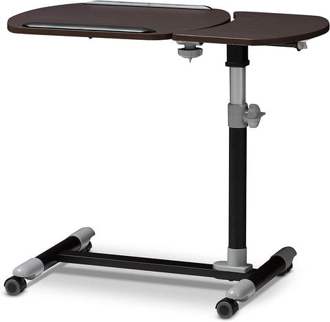 Baxton Studio Olsen Brown Wheeled Laptop Tray Table with Tilt Control, Dark Brown, Rectangular (AA-10T-1(wenge)-Desk)