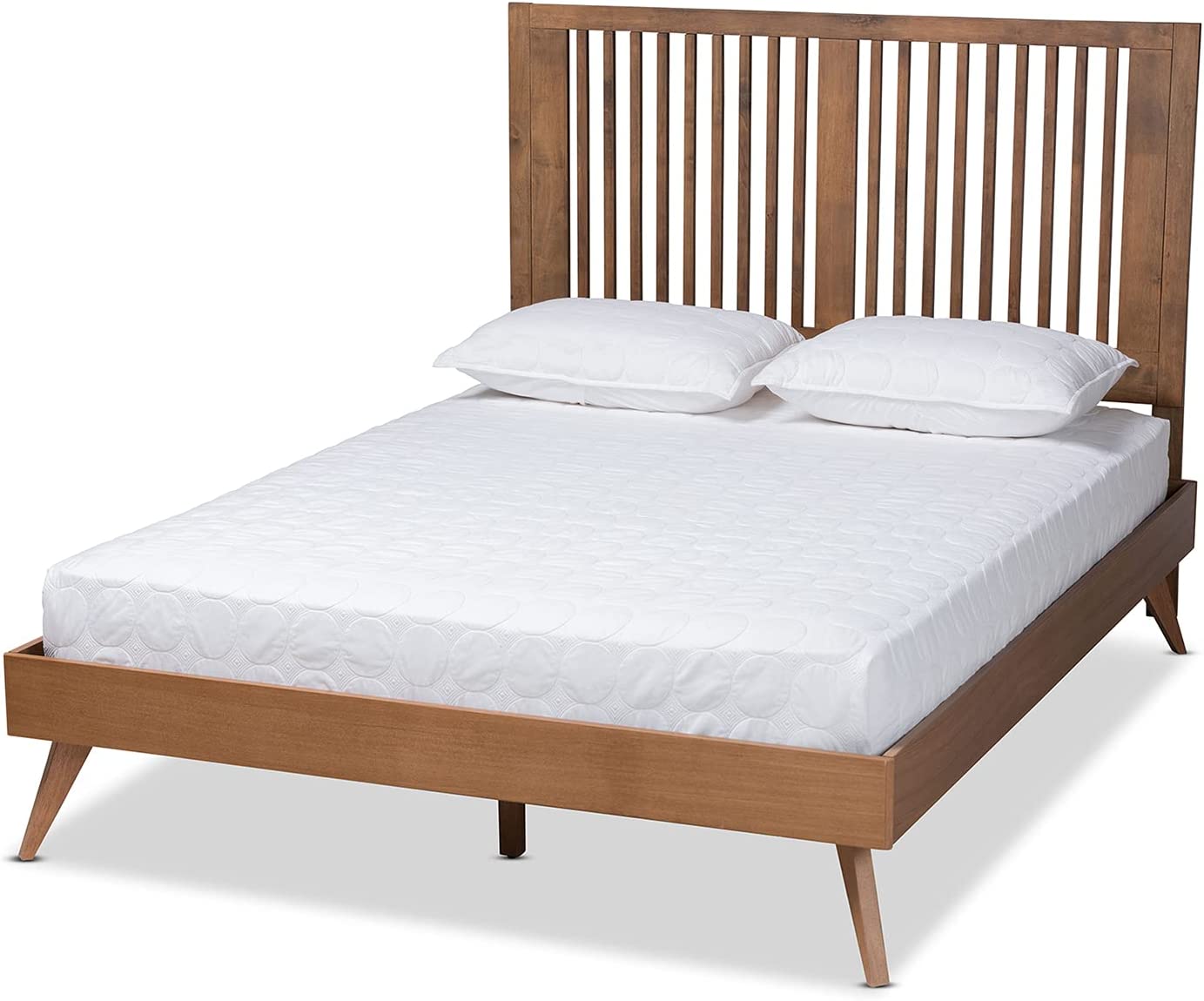 Baxton Studio Takeo Mid-Century Modern Transitional Ash Walnut Finished Wood Full Size Platform Bed