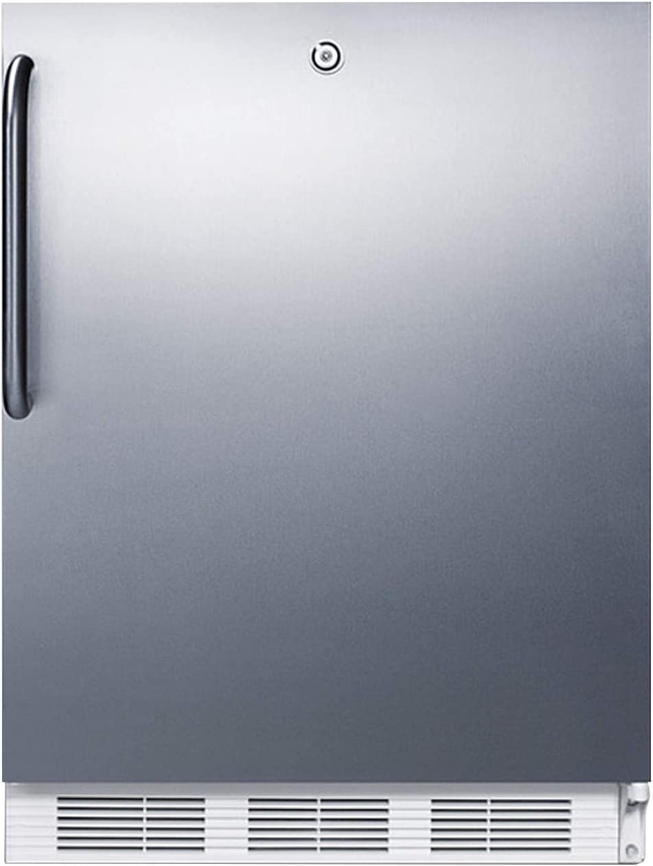 Summit Appliance FF7LWCSSADA Accucold Built-In Undercounter All-Refrigerator, 24&#34; Wide, ADA Compliant, 5.5 cu.ft. Storage Capacity, Factory Installed Lock, Automatic Defrost, Towel Bar Handle