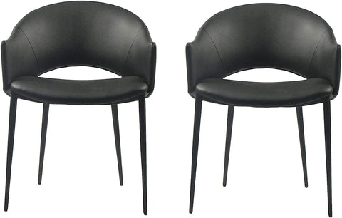 Puff Paste Harmony Black Simily Upholstery Dining Chair with Conic Legs (Set of 2)