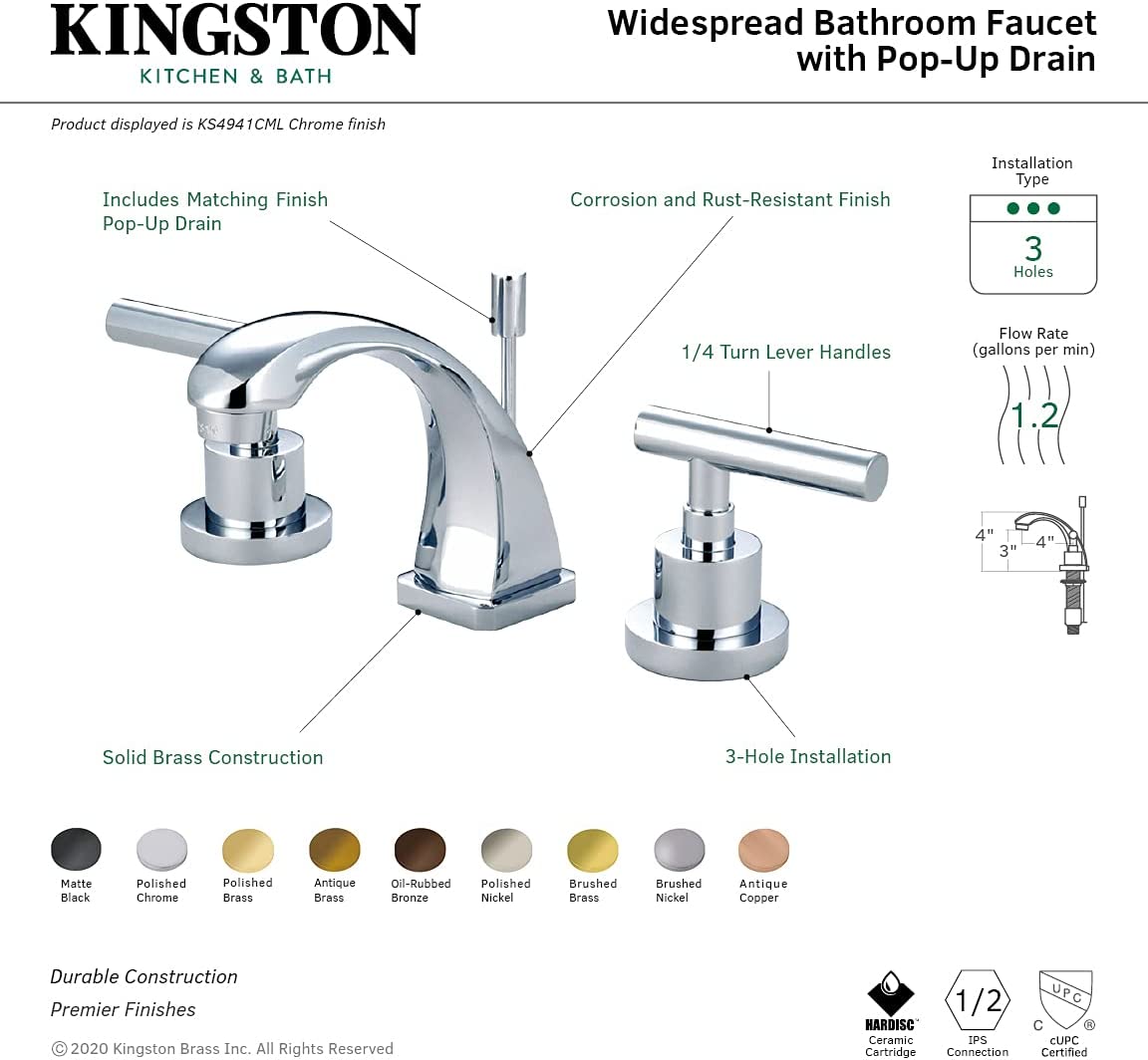 Kingston Brass KS4948CML Concord Mini Widespread Lavatory Faucet, Brushed Nickel