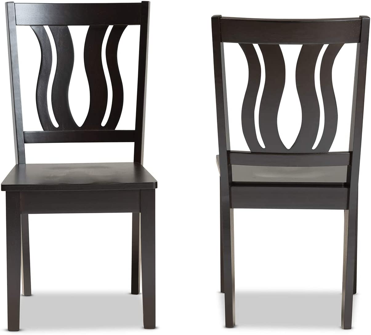 Baxton Studio Fenton Modern and Contemporary Transitional Dark Brown Finished Wood 2-Piece Dining Chair Set