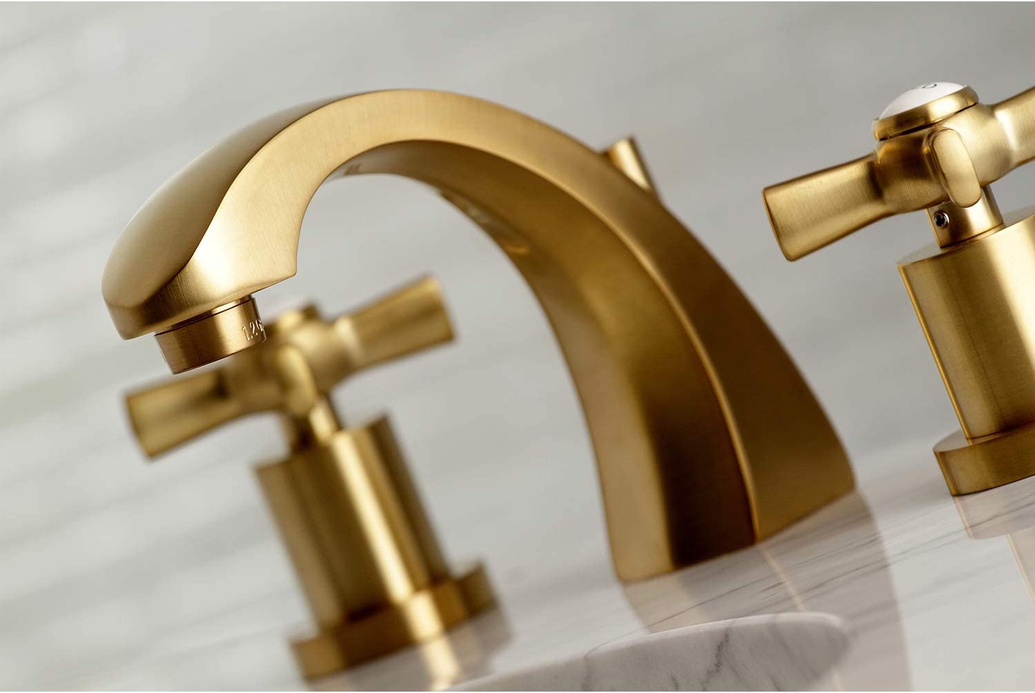 Kingston Brass KS4987ZX Millennium 8&#34; Widespread Bathroom Faucet, Brushed Brass