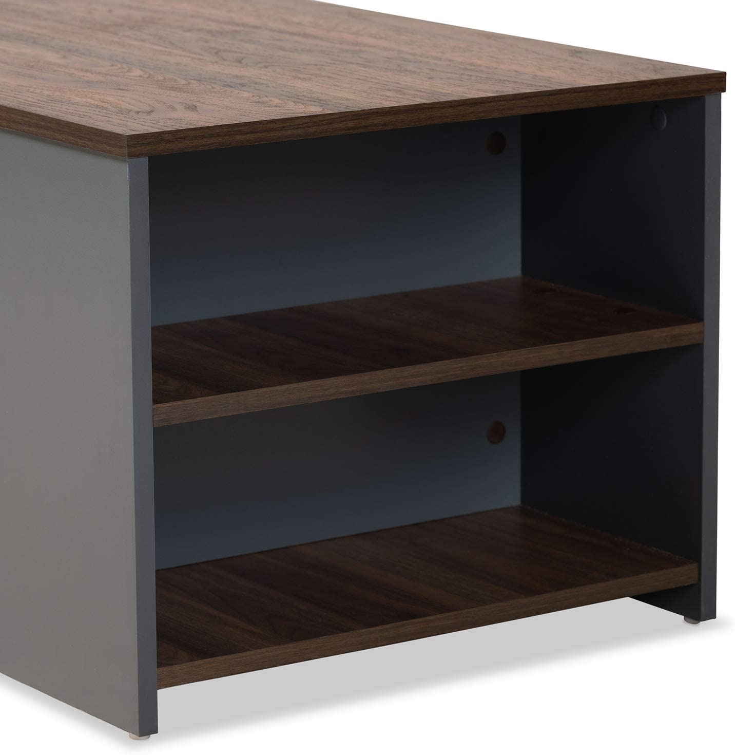 Baxton Studio Thornton Modern and Contemporary Two-Tone Walnut Brown and Grey Finished Wood Storage Coffee Table