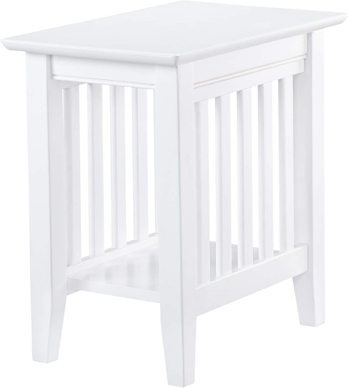 Atlantic Furniture AH13202 Mission End Table Chair Side Table, White