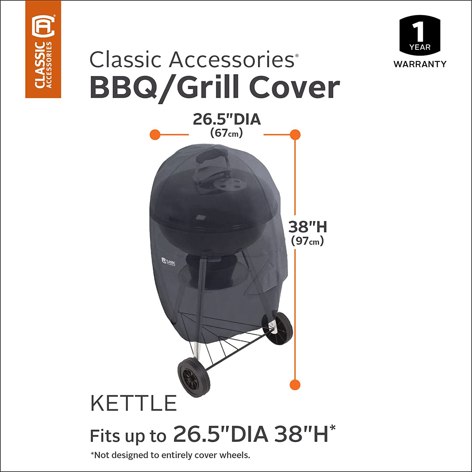 Classic Accessories Water-Resistant 26.5 Inch Kettle BBQ Grill Cover