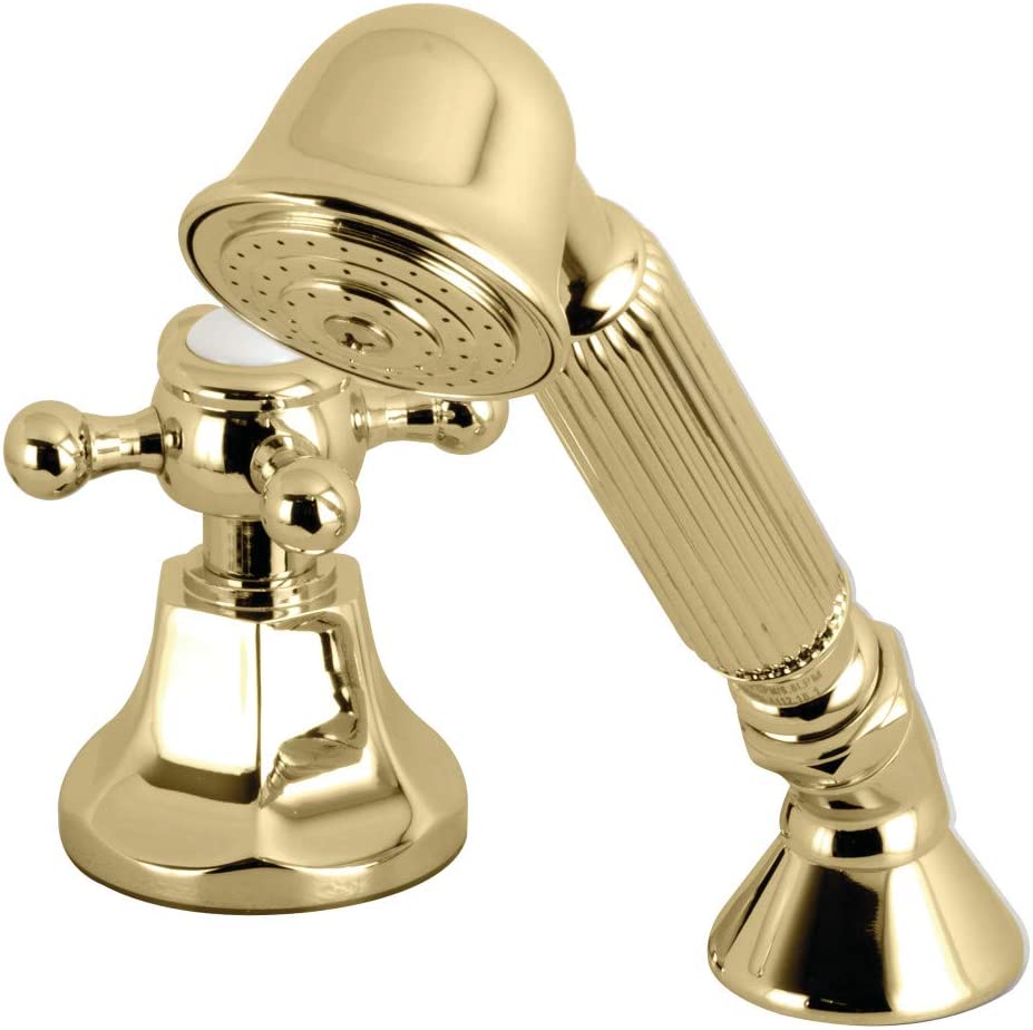 Kingston Brass KSK4302BXTR Deck Mount Hand Shower with Diverter for Roman Tub Faucet, Polished Brass