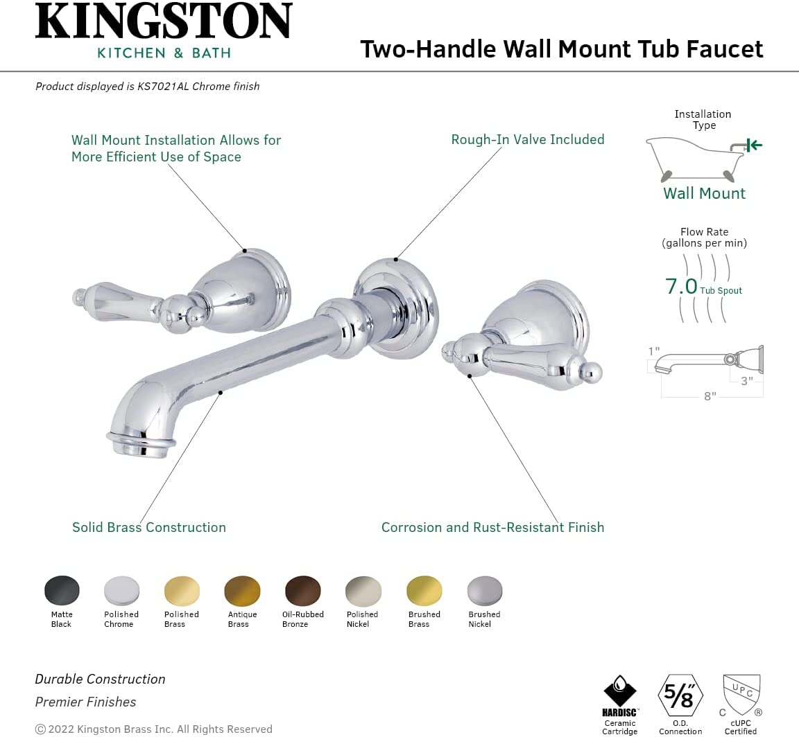 Kingston Brass KS7023AL Roman Tub Filler, Antique Brass