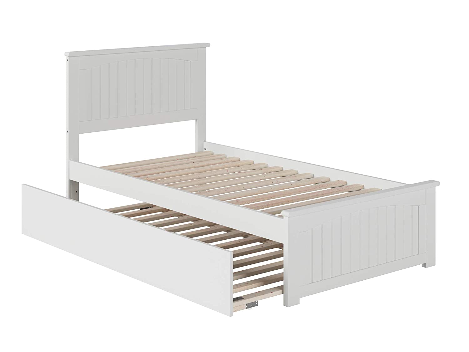 AFI Nantucket Twin Extra Long Platform Bed with Matching Footboard and Turbo Charger with Twin Extra Long Trundle in White