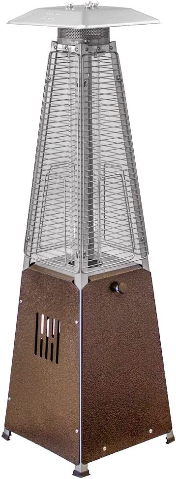 Hiland HLDS032-GTTHG Portable Propane Table Top Pyramid Glass Tube Patio Heater, 9500 BTU, Bronze